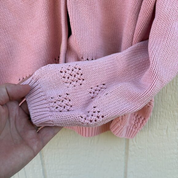 Vintage Gap Cardigan Women's Large Pink Cotton Knit Floral Grandma Cottagecore - Picture 5 of 9